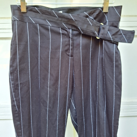 Cache Pin Stripe Low Riser Flared Leg Dressy Casual Vintage Pants Black White - Picture 1 of 12